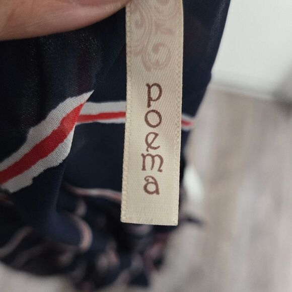 Poema sheer striped blouse size large - Picture 2 of 9